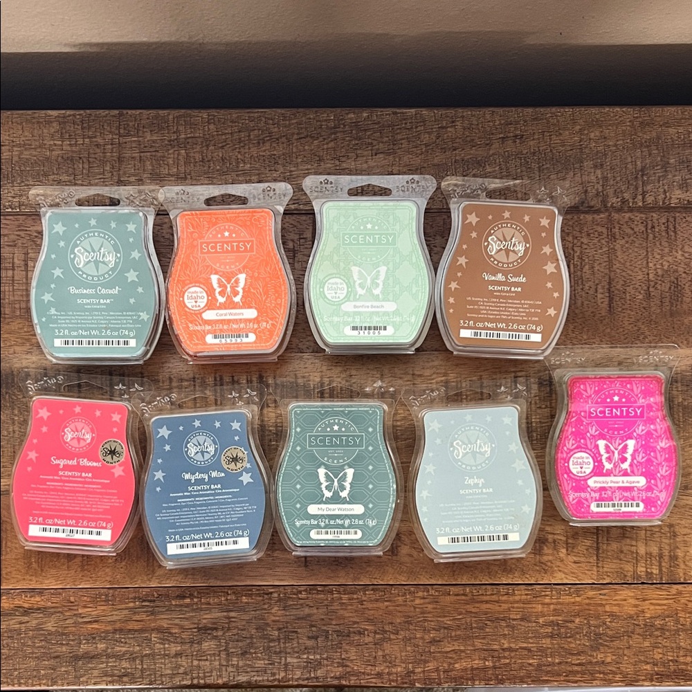Scentsy Wax Bars Bundle - Bonfire Beach, Vanilla Suede, Prickly Pair & Agave ++